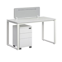 Bureau de travail modulaire blanc avec passe-câbles intégré, cloison de séparation, taille personnalisée pour poste de travail en espace ouvert
