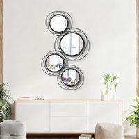 Vente flash - Ensemble de 4 miroirs muraux ronds encadrés - Miroir mural décoratif moderne pour salon, chambre, entrée, décoration intérieure