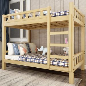 Letto a Castello in Legno di Pino Massiccio Stile Nordico con Contenitore, Soluzione per Dormitorio e Camera da Letto Familiare - Product Image 2