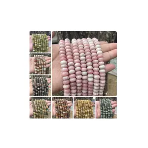 Natural Stone Abacus Flat Round Loose Beads Gemstone Imperial Jasper Christmatite Beading Strand DIY Jewelry Bracelets Necklaces