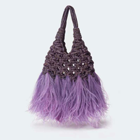 Pochette de soirée haut de gamme pour femme, ornée de strass et de plumes, tissée à la main, idéale pour les fêtes et les danses