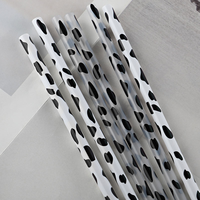 Pailles réutilisables écologiques à motif vache noir et blanc, sans BPA, certifiées LFGB, accessoires de bar en plastique lavables pour fêtes
