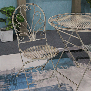 Wholesale Antique Vintage <strong>Grey</strong> Garden <strong>Set</strong> Round Table and Chair Furniture <strong>Bistro</strong> <strong>Set</strong> 3 Piece - Product Image 3