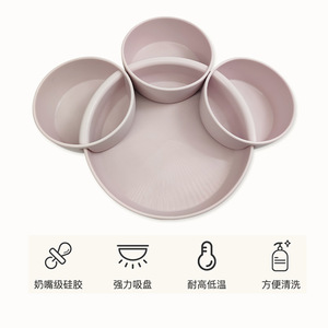 Silicone Dinner Plate With Compartments Bpa Free Food Grade For Infant Feeding 0 12 Months - Product Image 3