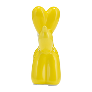 Scultura in Ceramica a Forma di Cane Palloncino Giallo, Pezzo d'Arredo Moderno per Soggiorno, Ufficio, Bagno - Product Image 4