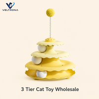 Tour de jeu interactif pour chat à 3 niveaux avec piste de balles tournantes, jouet pour chaton à balles roulantes, divertisseur d'intérieur pour animaux de compagnie