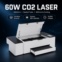 Cortadora Láser de CO2 de 60W, 500x300mm, Enfoque Automático, Filtro HEPA, WiFi, LightBurn, Grabador de Escritorio para Cortar Acrílico, Madera y Cuero
