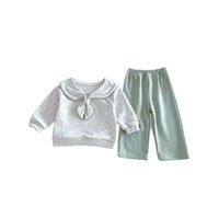 Ensemble deux pièces mignon et tendance pour bébé fille, sweat-shirt à col marin et pantalon large pour enfants, printemps-automne