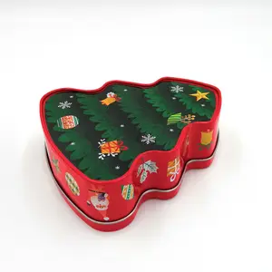 Caja de hojalata con forma de árbol de Navidad, hojalata pequeña personalizada, gran oferta