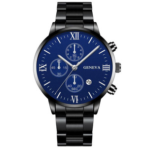 Nuevo reloj deportivo de cuarzo para hombre, estilo de negocios a la moda con caja de acero, banda de cuero, calendario de 22mm de ancho, ventana de esfera de cristal - Product Image 2