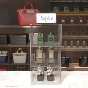 Kainice Luxury Small Shop Counter Glass Acrylic Led Perfume <strong>Bottles</strong> <strong>Display</strong> Box Cabinet <strong>Display</strong> Shelf <strong>case</strong> with Lock