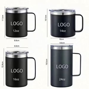 Gobelet isotherme à double paroi de 12 oz avec logo personnalisé, revêtement en poudre, en acier inoxydable, pour le café, le camping, avec couvercle - Product Image 3