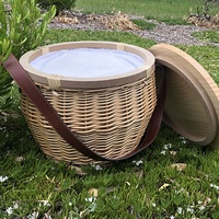 Panier rond fait main de haute qualité avec fermeture à glissière et refroidisseur à l'intérieur cadeau promotionnel WCB001 panier isotherme pique-nique en osier écossais