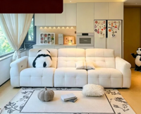 Canapé droit 3 places géométrique en métal avec lignes linéaires, rembourré, pour villa, appartement, showroom, design italien de luxe