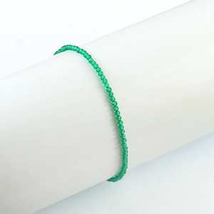 Pulsera de cuentas redondas microfacetadas de ónix verde de alto grado con pulsera de curación ajustable de piedra Natural para mujer pulseras regalo - Product Image 1