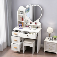 Coiffeuse de chambre à coucher avec miroir en forme de cœur en MDF, ensemble de meubles de maquillage, vente en gros d'usine OEM