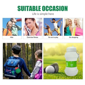 Bouteille d'eau pliable en silicone écologique pour enfants, style sport, avec couvercle, pour la consommation directe, idéale pour les voyages et les boissons - Product Image 6
