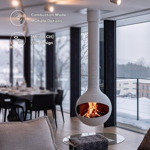 MEISU.CH Customizable Spherical <strong>Stove</strong> Pipe Simulated Carbon Fire Artificial <strong>Wood</strong> Burning Hanging Indoor Tube Hanging Fireplace - Product Image 4