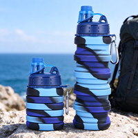 Bouteille d'eau pliable en silicone 500 ml, rétractable, portable, pour le sport et les voyages en extérieur, sans BPA, directement de l'usine