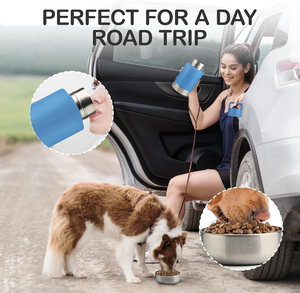 Logo personnalisé 3 en 1 Style 32oz Portable Voyage Pet Feeder Bowl Set en acier inoxydable Outdoor Dog bouteille d'eau - Product Image 4