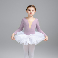 C302210 Nouveautés - Justaucorps de danse à manches longues pour filles, avec jupe, vêtements de danse pour enfant