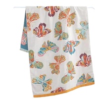 100% Cotton Five-Layer Gauze Bath Towel Floral Printed Quick-Drying Absorbent Comfortable Large Towel for Adults Beach Towels