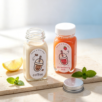 Conteneur à boisson en verre transparent carré portable de 2 oz, mini bouteille en verre pour café froid, lait à la fraise, jus, pour coffret cadeau