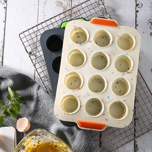 BPA LIBERO Muffa Della Torta Da Cucina Pasticceria 12 Cavità Del Silicone Del Bigné Tazza Della Focaccina Della Muffa - Product Image 4
