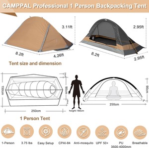 Tente OEM <span class=keywords><strong>1</strong></span> personne 4 saisons coupe-vent imperméable légère pour randonnée, camping, alpinisme et aventures en plein air - Product Image 2