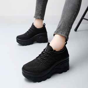 Baskets <span class=keywords><strong>compensées</strong></span> respirantes en maille pour femme, chaussures de créateur à talon compensé dissimulé, rehaussantes, pour la marche - Product Image 3