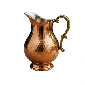 Pichet à eau classique en cuivre martelé 1,7 L (6-6,9 po) – Écologique et fait main pour mariages, fêtes et service à domicile - Product Image 4