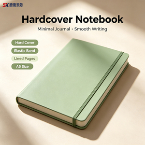SK Hardcover <b>Notebook</b> A5 Size Lined Pages PU Cover Elastic Band Minimal <b>Journal</b> Smooth Writing - Product Image 1