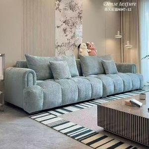 Canapé sectionnel droit en tissu chenille style crème français, moderne et minimaliste, capitonné, pour petit appartement ou salon - Product Image 4