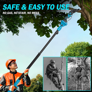 เลื่อยโซ่ไฟฟ้าลิเธียมแบบพกพาขนาด 6 นิ้ว พร้อมโซ่เลื่อยขนาดเล็กและชุดก้านยืดหดได้พร้อมแบตเตอรี่ - Product Image 5