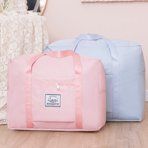 Twill Travel Bag Pink Blue Gray Navy <b>Large</b> Capacity Waterproof For Trip Moving Packing Clothing Luggage Quilts Household Items - Product Image 5