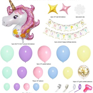 Ballons d'anniversaire licorne HLC, ballons en aluminium de 40 pouces, grande taille, pour baby shower, macarons violets et roses, guirlande de bannière de fond - Product Image 4