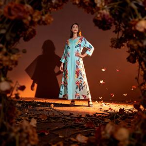 Robe Abaya de luxe en polyester imprimé pour femmes musulmanes, vente en gros personnalisée - Product Image 3