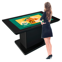 Table interactive tactile intelligente pour café de 32, 42, 55 et 65 pouces, résolution 4K, charge sans fil, construction en métal et verre pour restaurant