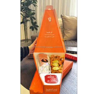 Nueva Caja de Papel Triangular para Doner Kebab y Shawarma, con Logotipo Personalizado Estampado en Oro, Halal, con Separador - Product Image 1