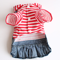 Robe rouge pour chien, vêtements pour animaux de compagnie de qualité, robe rayée pour chien, vêtements en jean, manteau assorti pour chien et propriétaire