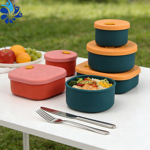 กล่องอาหารกลางวันซิลิโคนสไตล์ญี่ปุ่นทรงสี่เหลี่ยมผืนผ้าพร้อมฝาปิดสำหรับนักเรียนสำนักงานภาชนะเก็บอาหารสามช่อง - Product Image 3