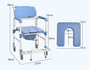 Inodoro plegable con ruedas, equipo médico, inodoro de plástico para seguridad en el baño para pacientes ancianos discapacitados - Product Image 6