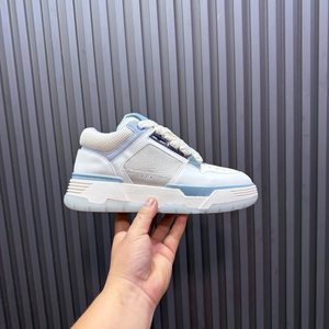 Men's White and Light Blue Chunky Low Top <b>Sneakers</b> with Thick Sole for Streetwear and Casual Daily Wear - Product Image 3