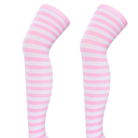 Chaussettes individuelles à rayures roses et blanches