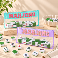 Sac de rangement pour tuiles de mahjong en PVC transparent avec logo personnalisé, grande capacité, fermeture éclair, étui de transport portable, organisateur d'accessoires de mahjong