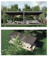 Auvent de jardin moderne à lamelles manuelles en fer, protection solaire UV, réglable, 3x3, gazebo bioclimatique pour jardin et cour
