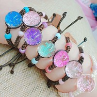 Bracelet unique pour femme, taille ajustable, simplicité végétale, corde d'ambre tissée, bijoux en fleurs séchées, bracelets et joncs