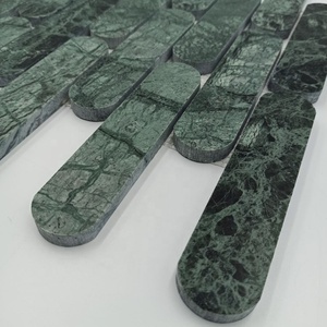 Mosaico ovalado largo de mármol verde de Cabo Verde, mármol verde indio, azulejos de mosaico verde - Product Image 3