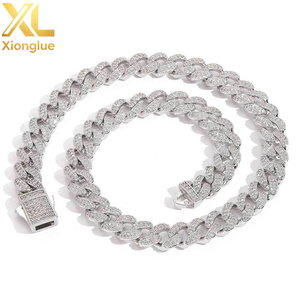 Fashion Hip Hop Jewelry 14K Gold Plated Miami Cuban Necklace Spring Clasp 12mm Bling CZ <b>Iced</b> <b>Out</b> Cuban Link <b>Chain</b> - Product Image 2