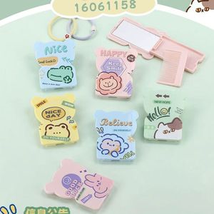 Cute Round Makeup <b>Mirror</b> With Comb Portable Folding <b>Mirror</b> For Travel And Daily Use - Product Image 2